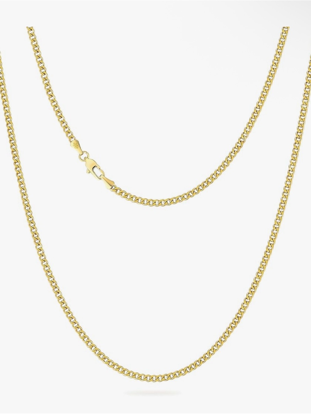 Men’s Chain Necklace, 14K Gold Plated Stainless Steel Cuban Link